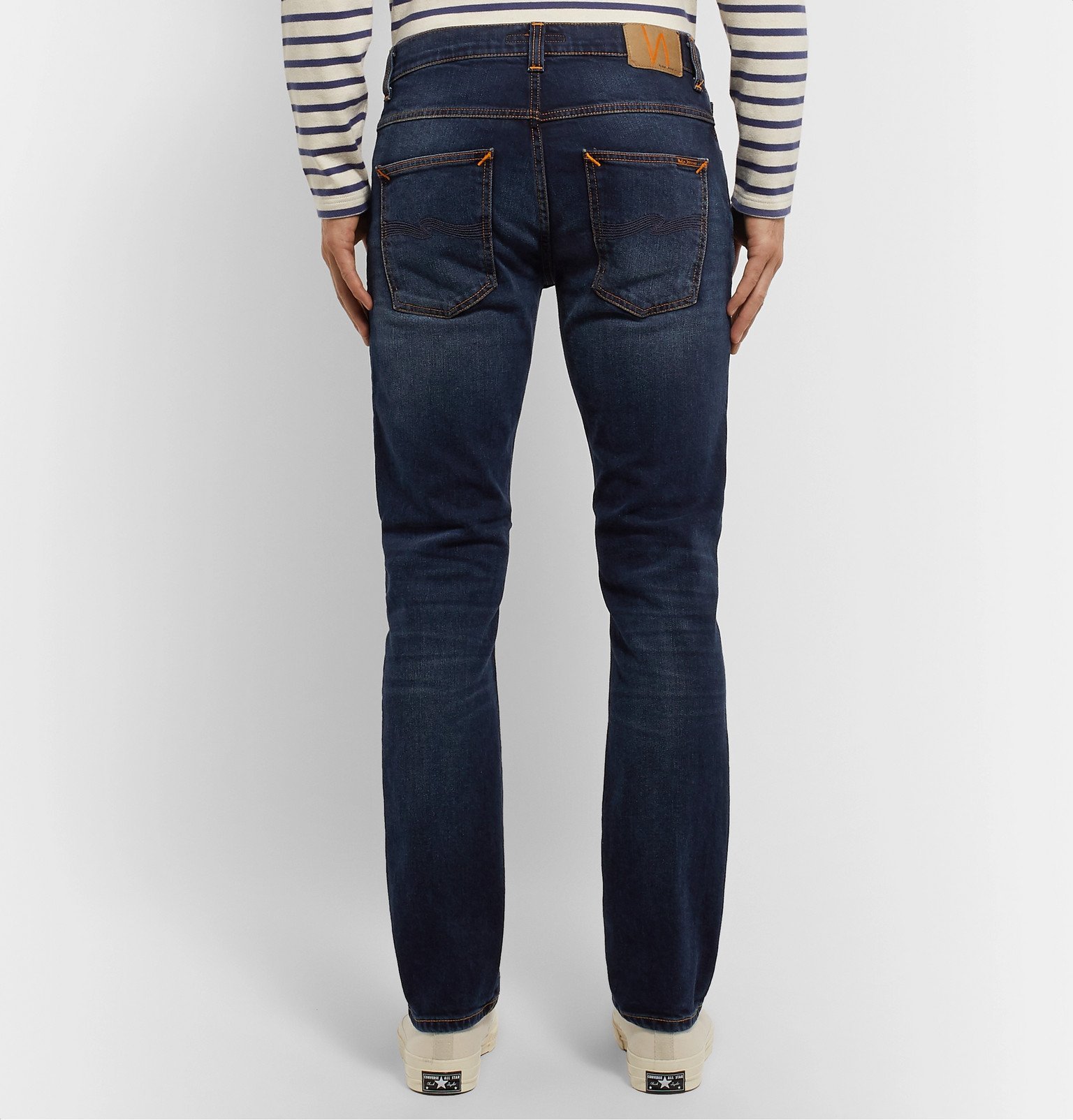 Nudie Jeans - Grim Tim Slim-Fit Organic Stretch-Denim Jeans - Blue ...
