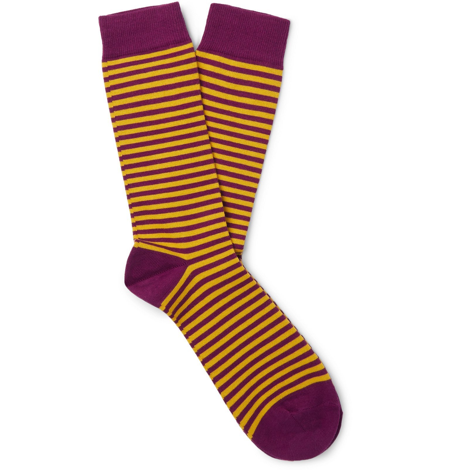 Sunspel - Striped Cotton-Blend Socks - Purple Sunspel