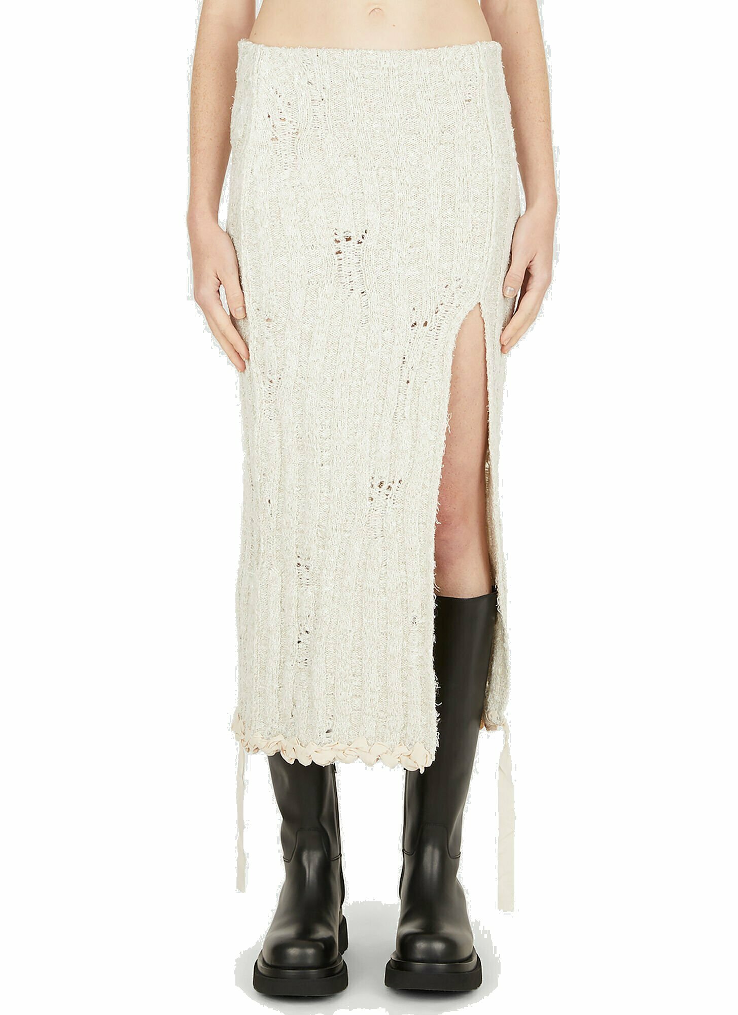 Distressed Crochet Skirt in Cream Acne Studios