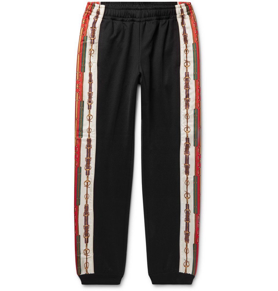 Gucci SlimFit Tapered Printed SilkTrimmed Jersey Track Pants