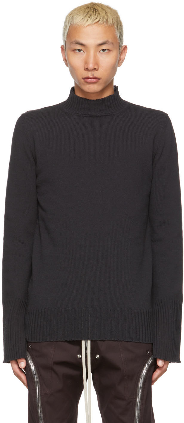 Rick Owens Black Recycled Cotton Turtleneck Rick Owens