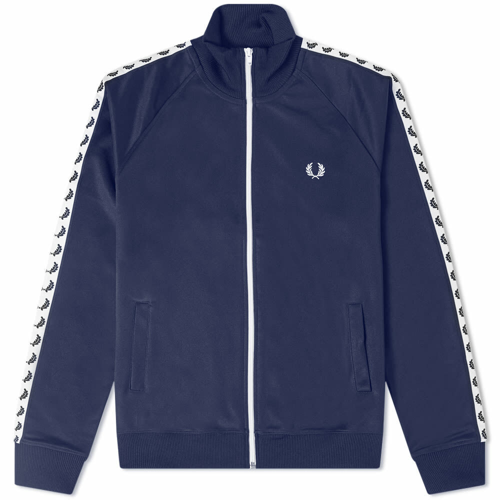 Fred Perry Men's Taped Track Jacket in Carbon Blue Fred Perry