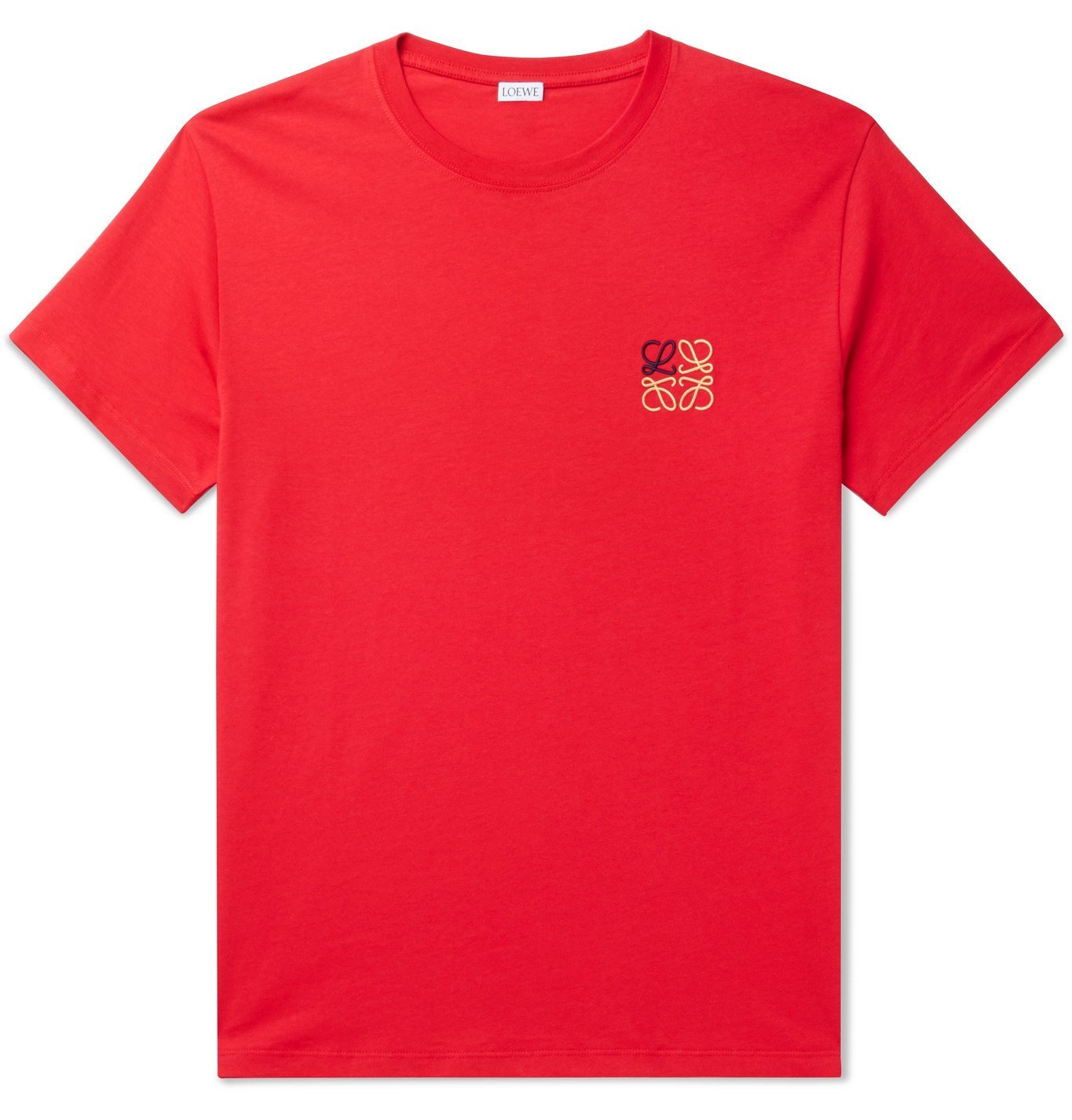 Loewe - Logo-Embroidered Cotton-Jersey T-Shirt - Red Loewe
