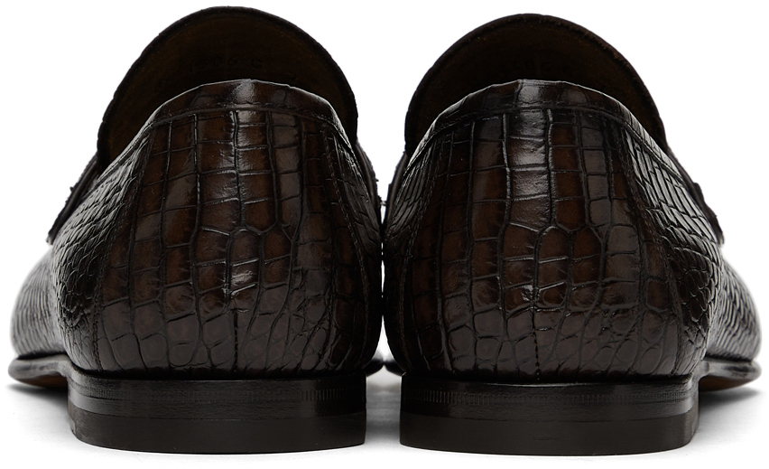 TOM FORD Brown Alligator Tassel Loafers TOM FORD