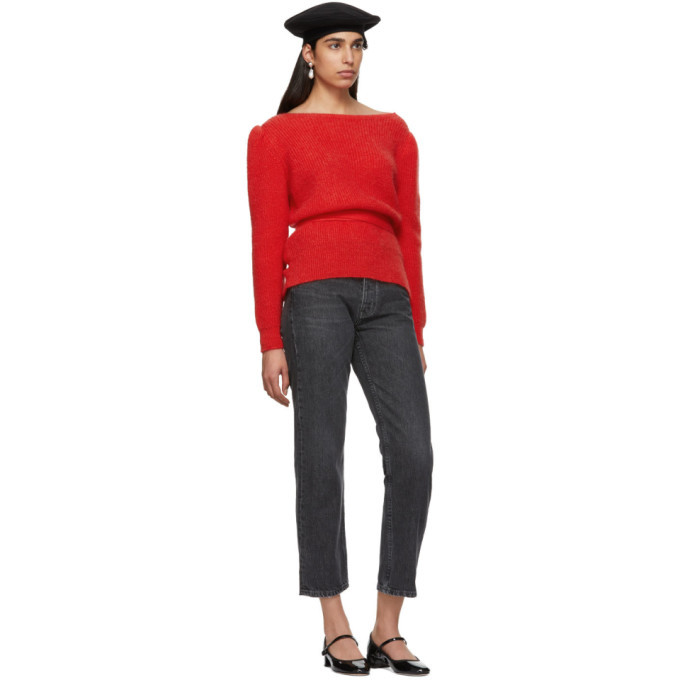 red open back sweater