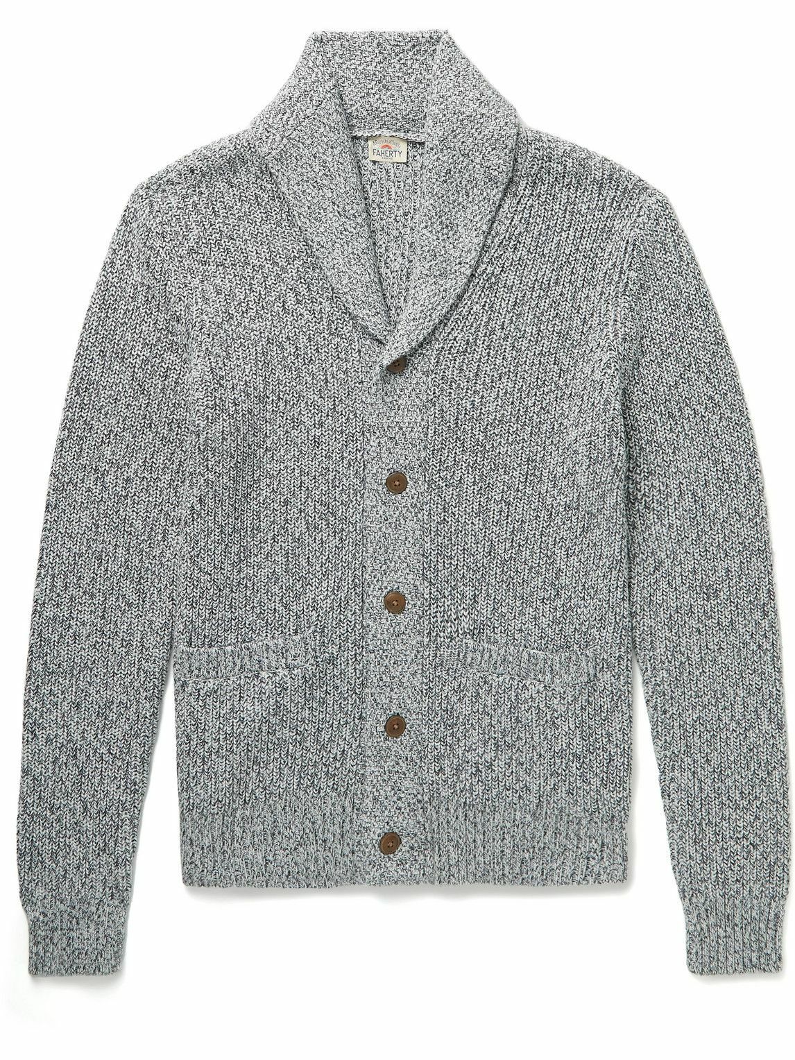 Faherty - Shawl-Collar Cotton and Cashmere-Blend Cardigan - Gray Faherty