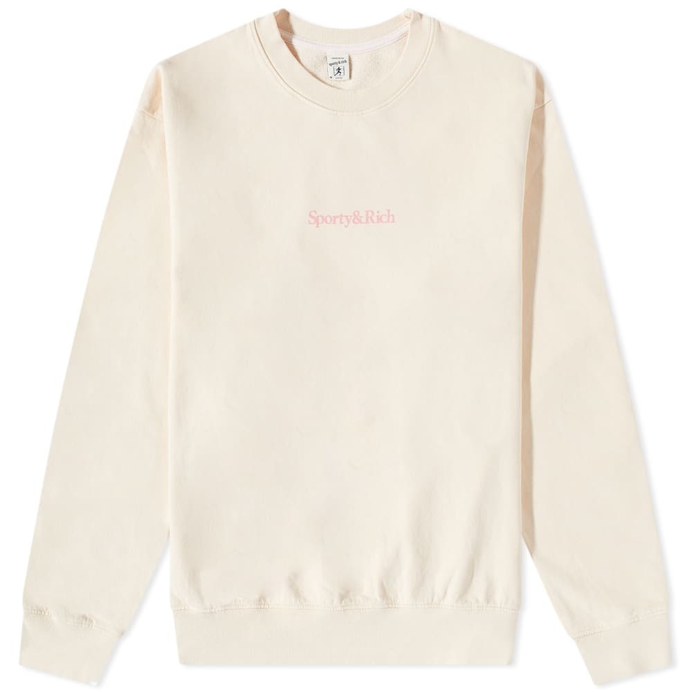 Sporty & Rich New Health Crew Sweat in Cream/Rose Sporty & Rich