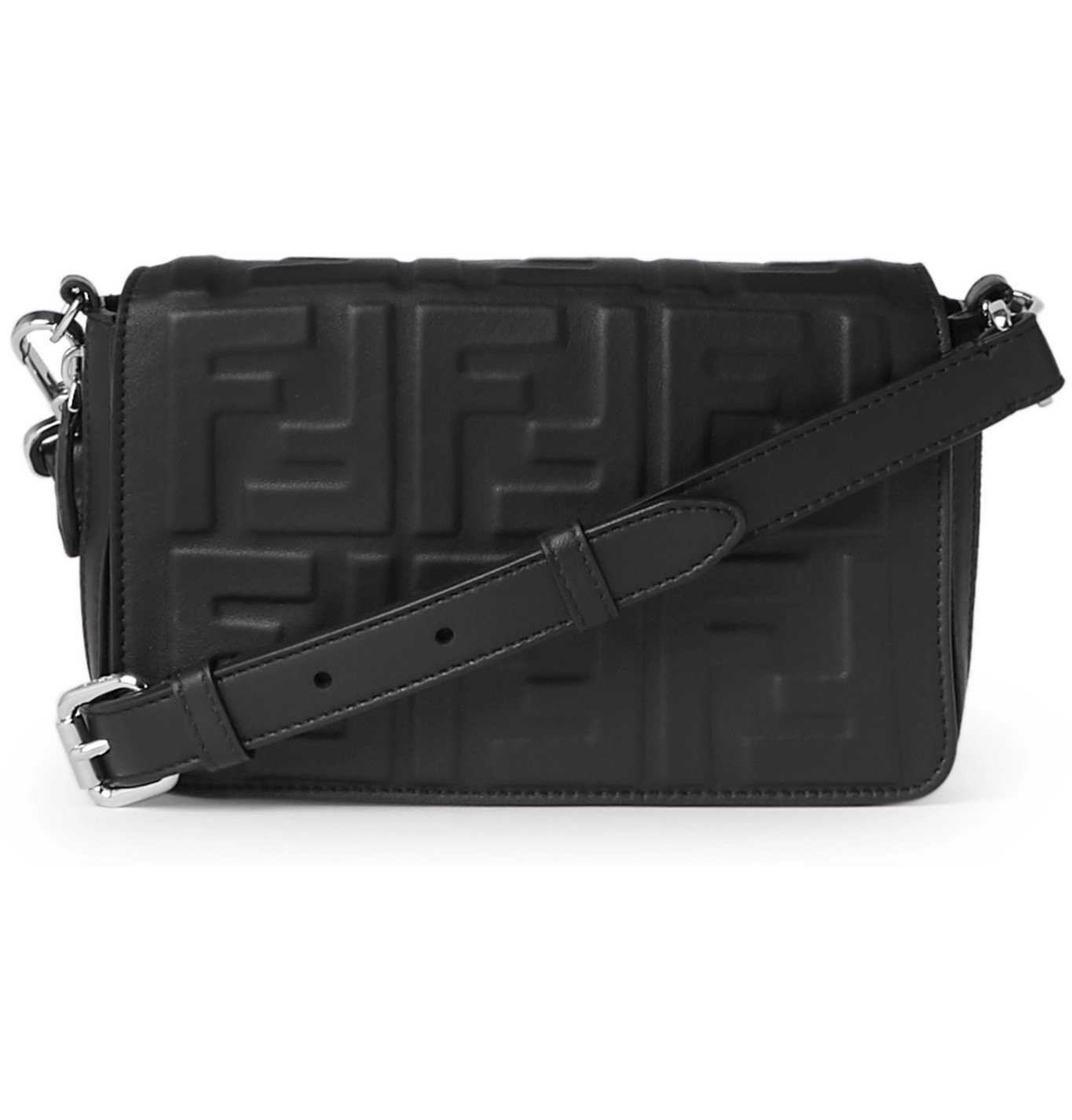 dun wimper Licht Fendi - Logo-Embossed Leather Messenger Bag - Black Fendi