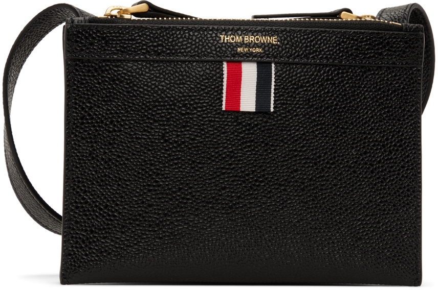 Thom Browne Black Mini Double Document Holder Shoulder Bag Thom Browne