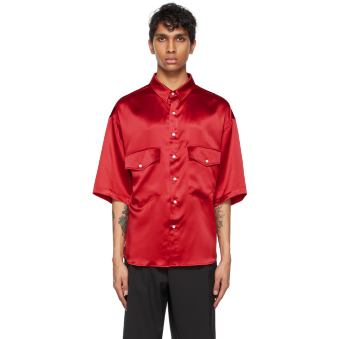 Nahmias Red Silk Short Sleeve Shirt Nahmias