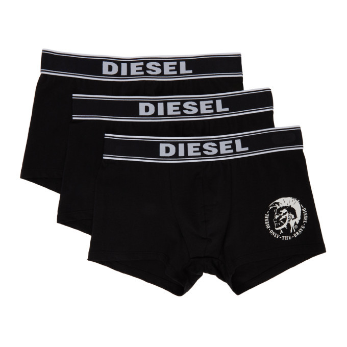 Diesel Three-Pack Black UMBM Shawn Boxer Briefs Diesel