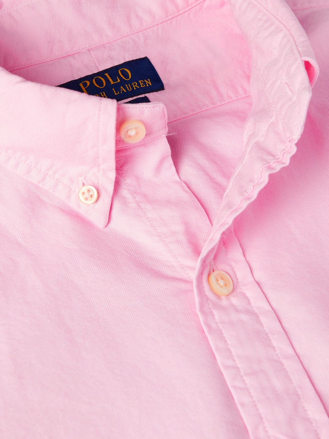 Polo Ralph Lauren - Button-Down Collar Logo-Embroidered Cotton-Piqué Shirt - Pink