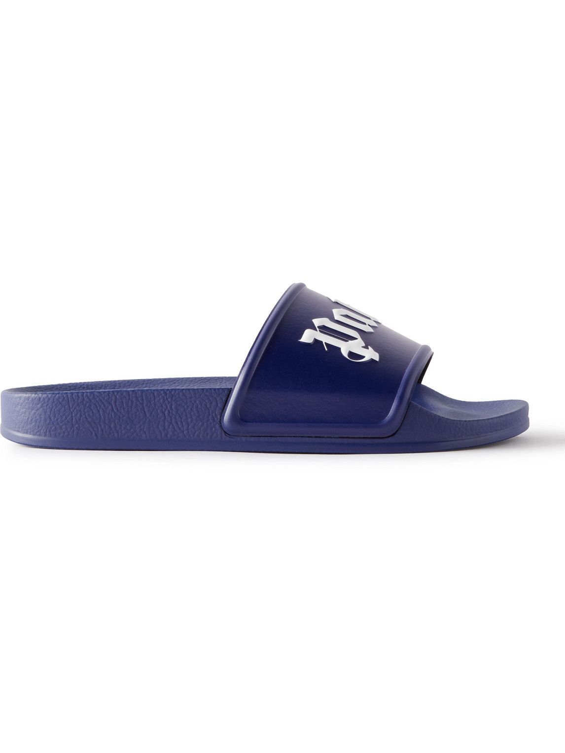 Palm Angels - Logo-Print Rubber Slides - Blue Palm Angels