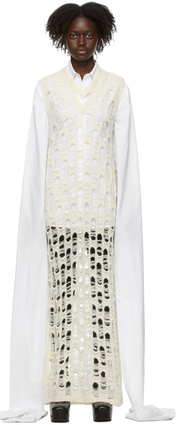 Puppets and Puppets SSENSE Exclusive Beige Open Knit Dress