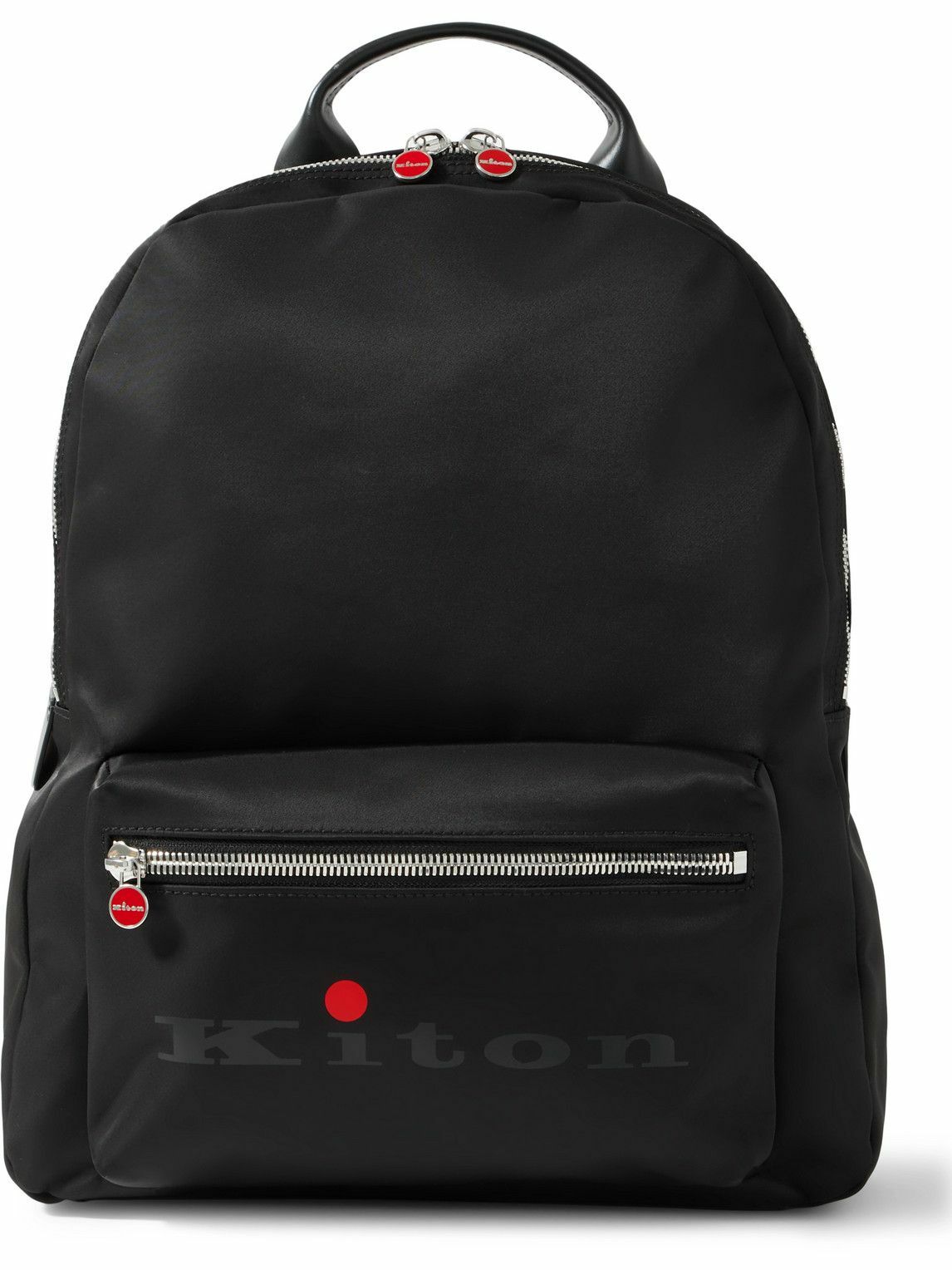 Kiton LogoPrint LeatherTrimmed NylonTwill Backpack Kiton
