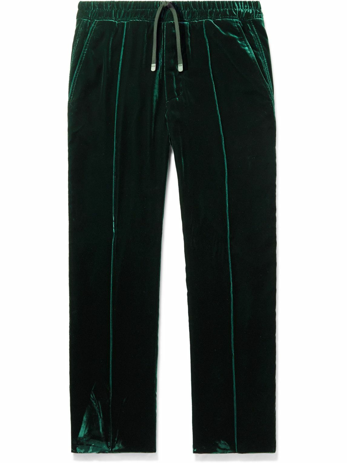 TOM FORD StraightLeg Pleated Velvet Sweatpants Green TOM FORD
