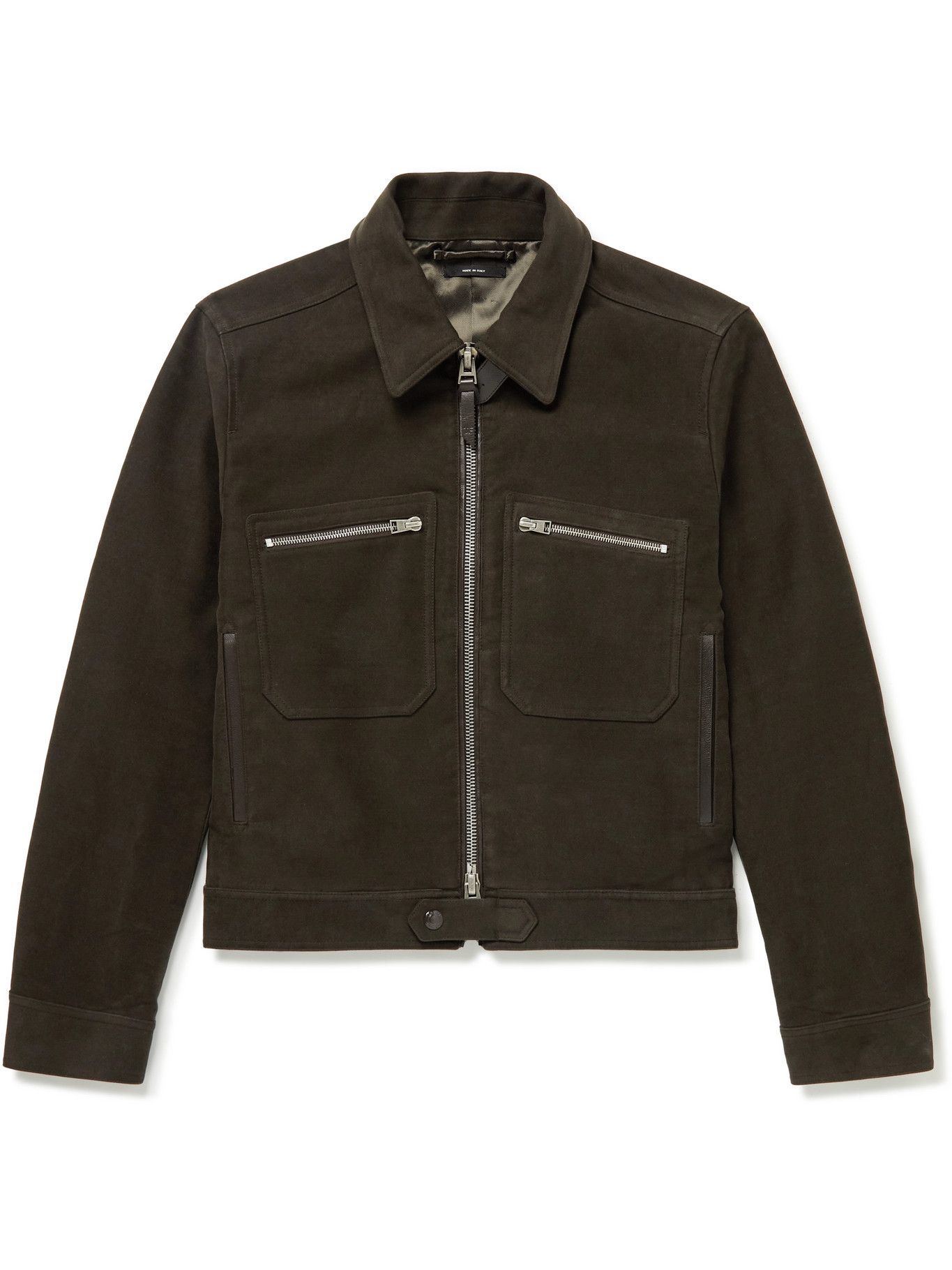 TOM FORD - Slim-Fit Leather-Trimmed Cotton-Moleskin Blouson Jacket ...