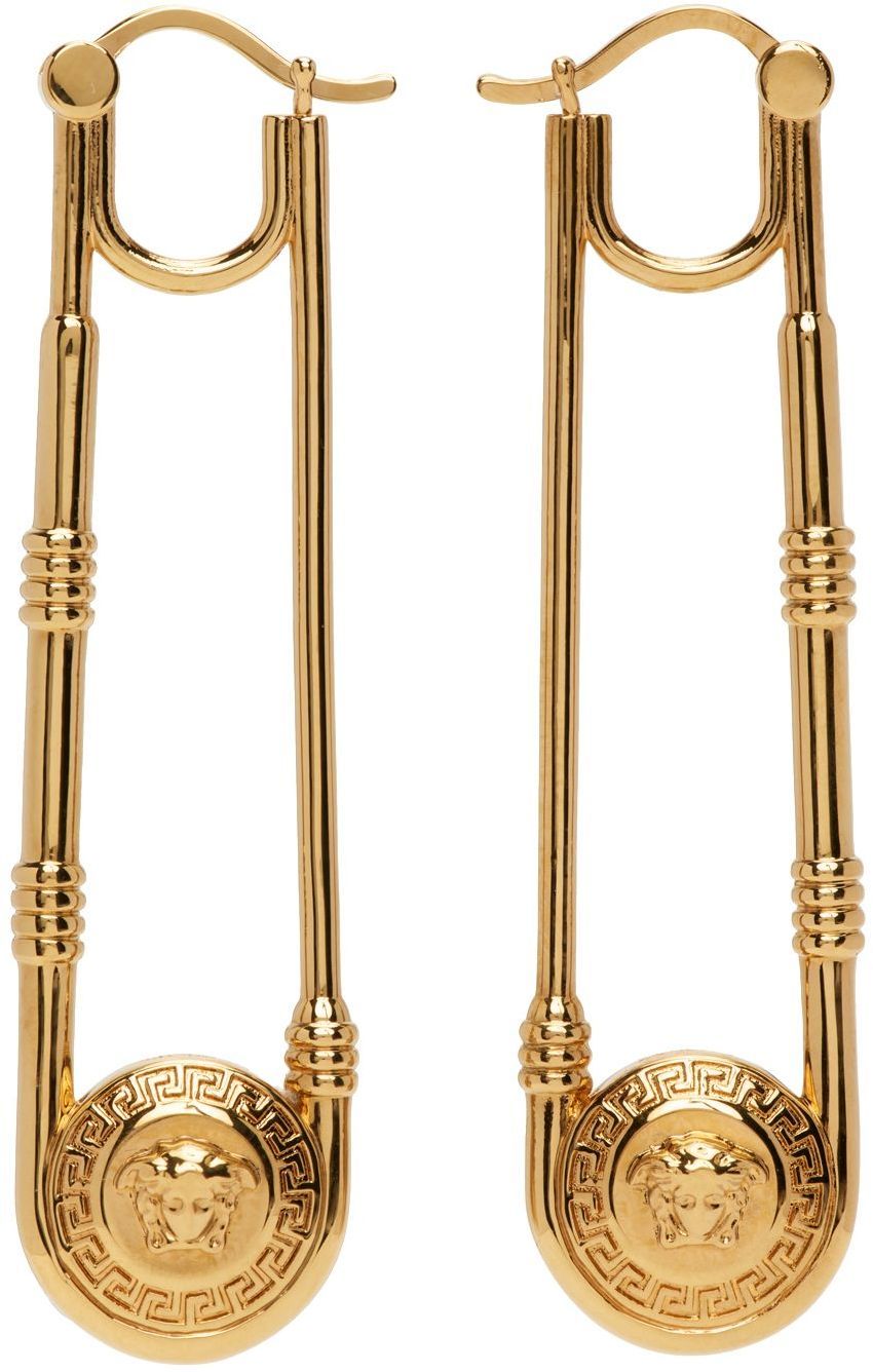 Versace Gold Padlock Drop Earrings Versace