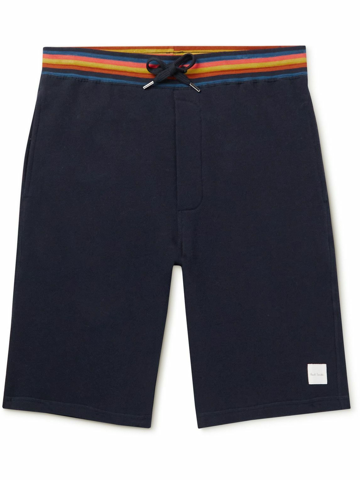 Photo: Paul Smith - Straight-Leg Loopback Cotton-Jersey Drawstring Shorts - Blue