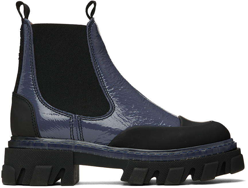 Photo: GANNI Blue Cleated Low Chelsea Boots