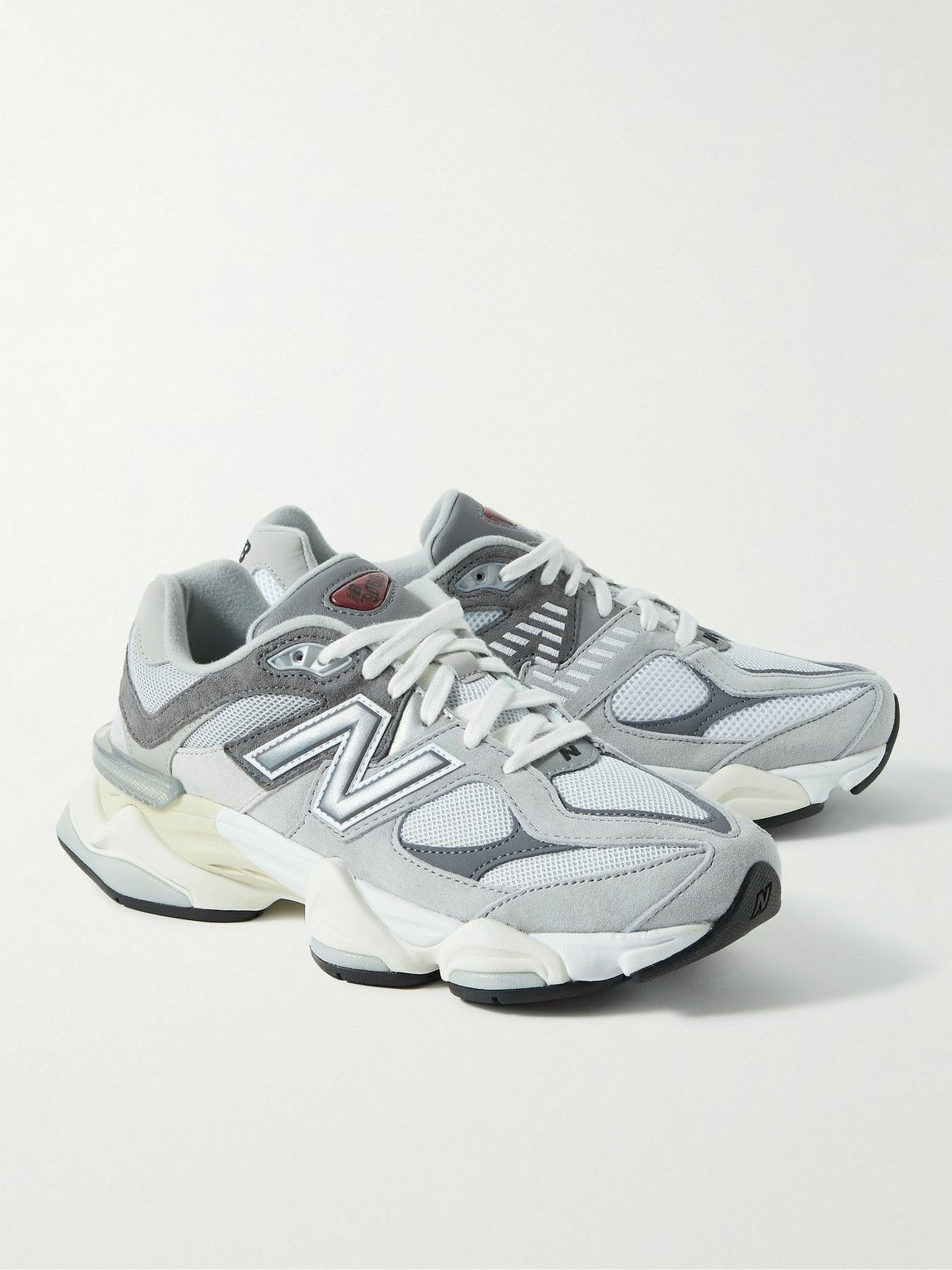 New Balance - 9060 Suede, Leather and Mesh Sneakers - Gray