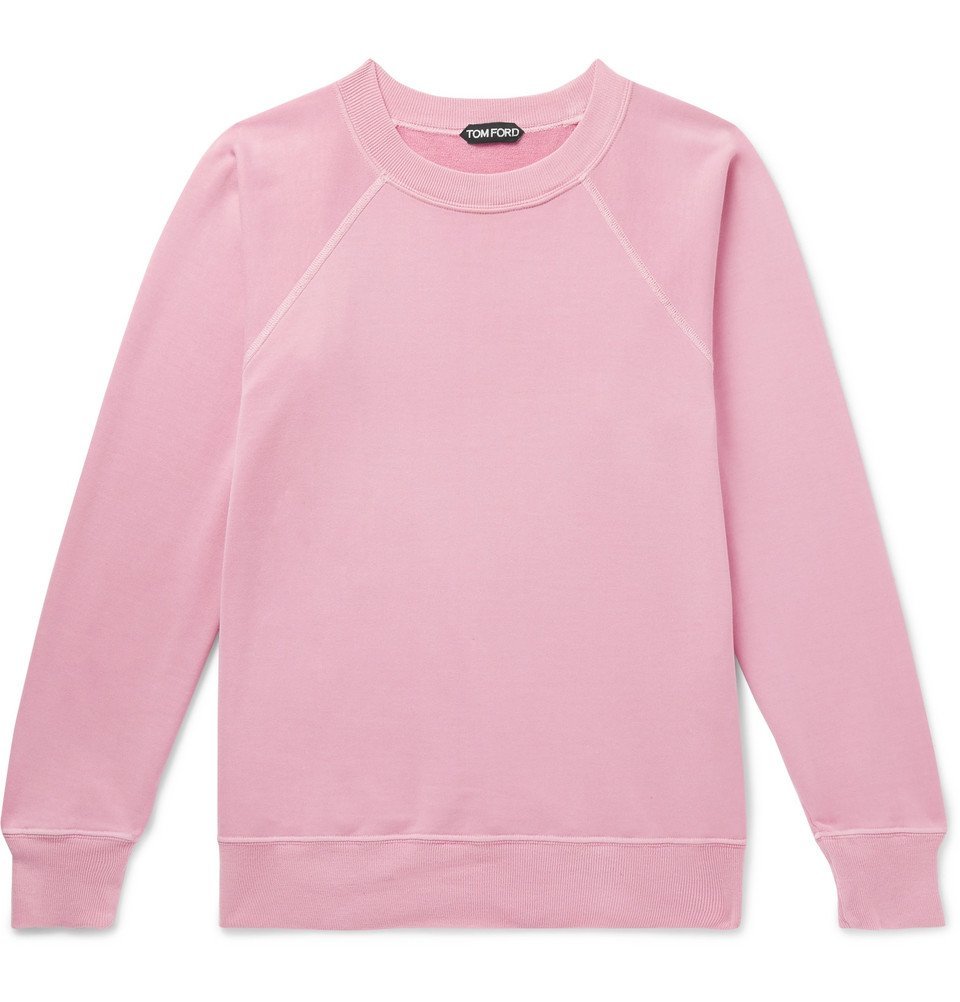 TOM FORD - Garment-Dyed Loopback Cotton-Jersey Sweatshirt - Men - Pink TOM  FORD