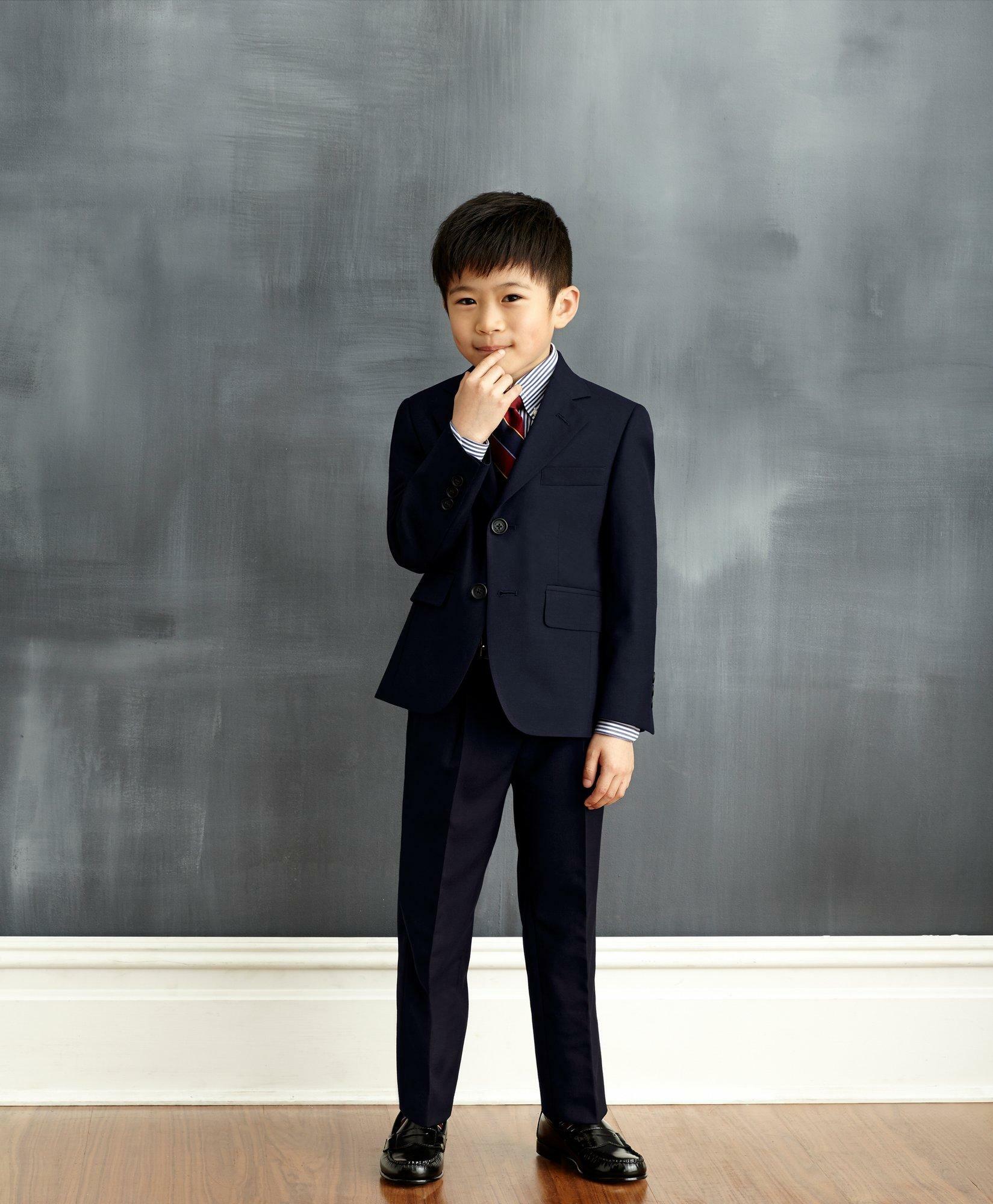 Brooks Brothers Boys Junior Two-Button Wool Suit Jacket | Navy