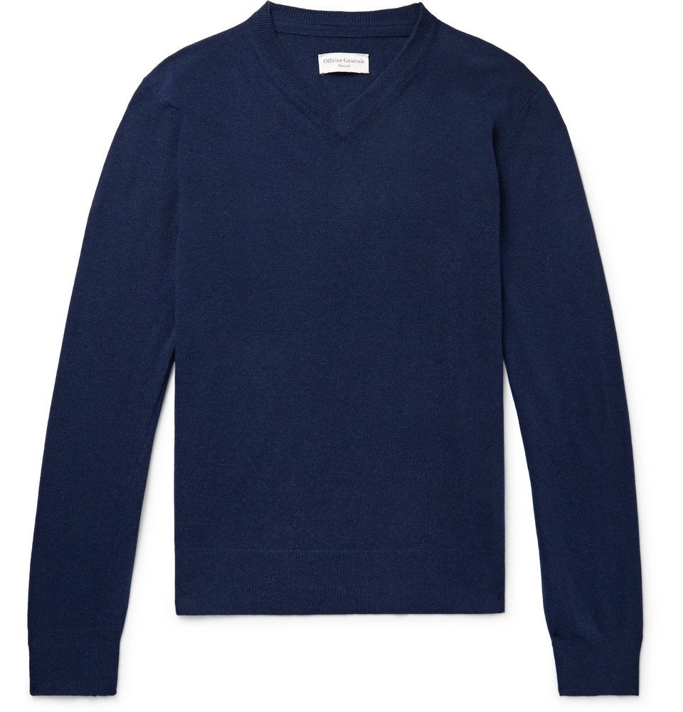 Officine Generale - Slim-Fit Cashmere Sweater - Men - Blue Officine ...