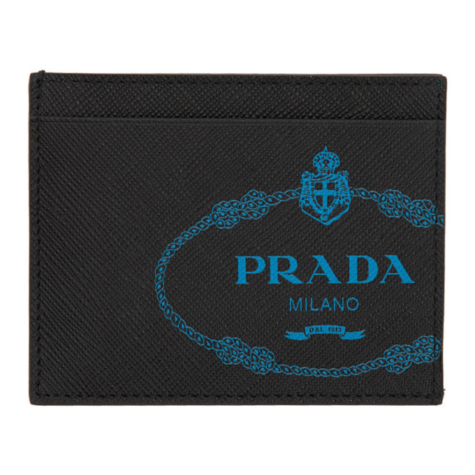 Prada Black Saffiano Logo Card Holder Prada