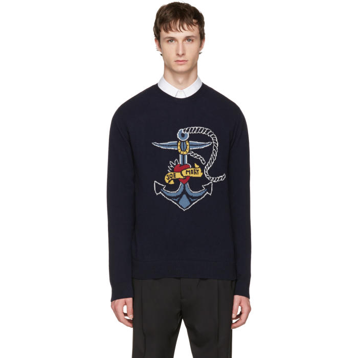 Valentino Navy Joe Mary Hook Sweater Valentino