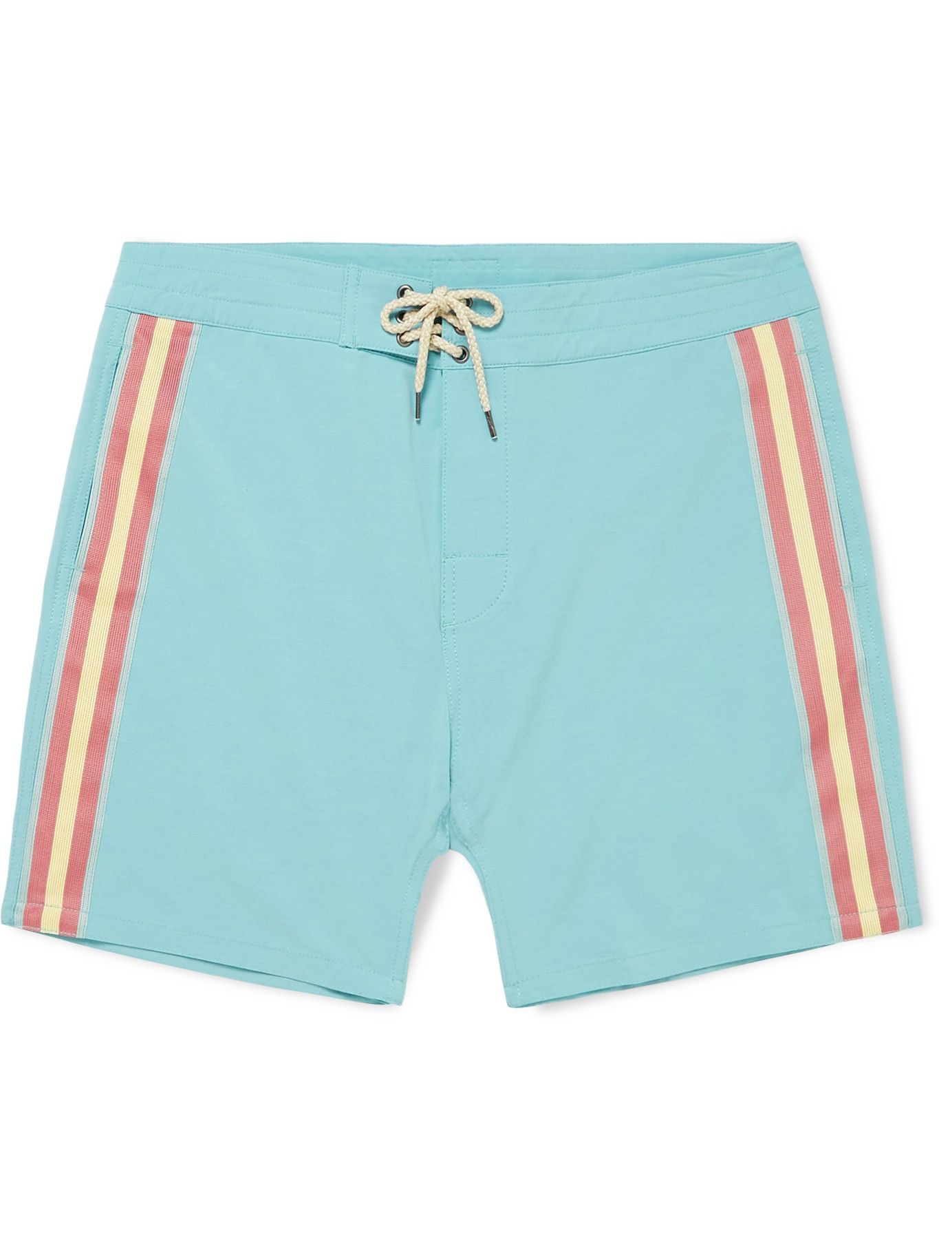 Faherty MidLength Striped Swim Shorts Green Faherty