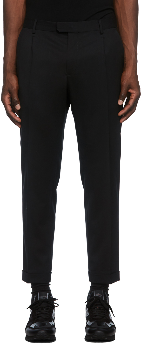 Z Zegna Black Wool Pleated Trousers Z Zegna