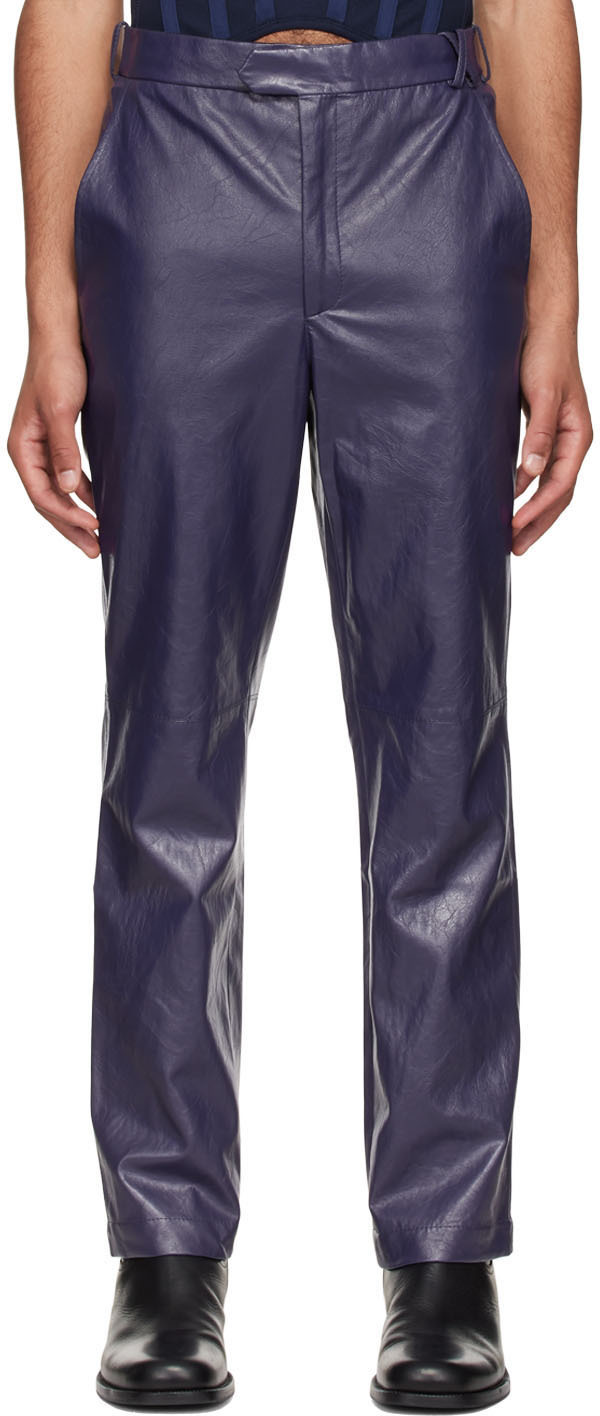 Situationist Blue Vegan Leather Pants Situationist