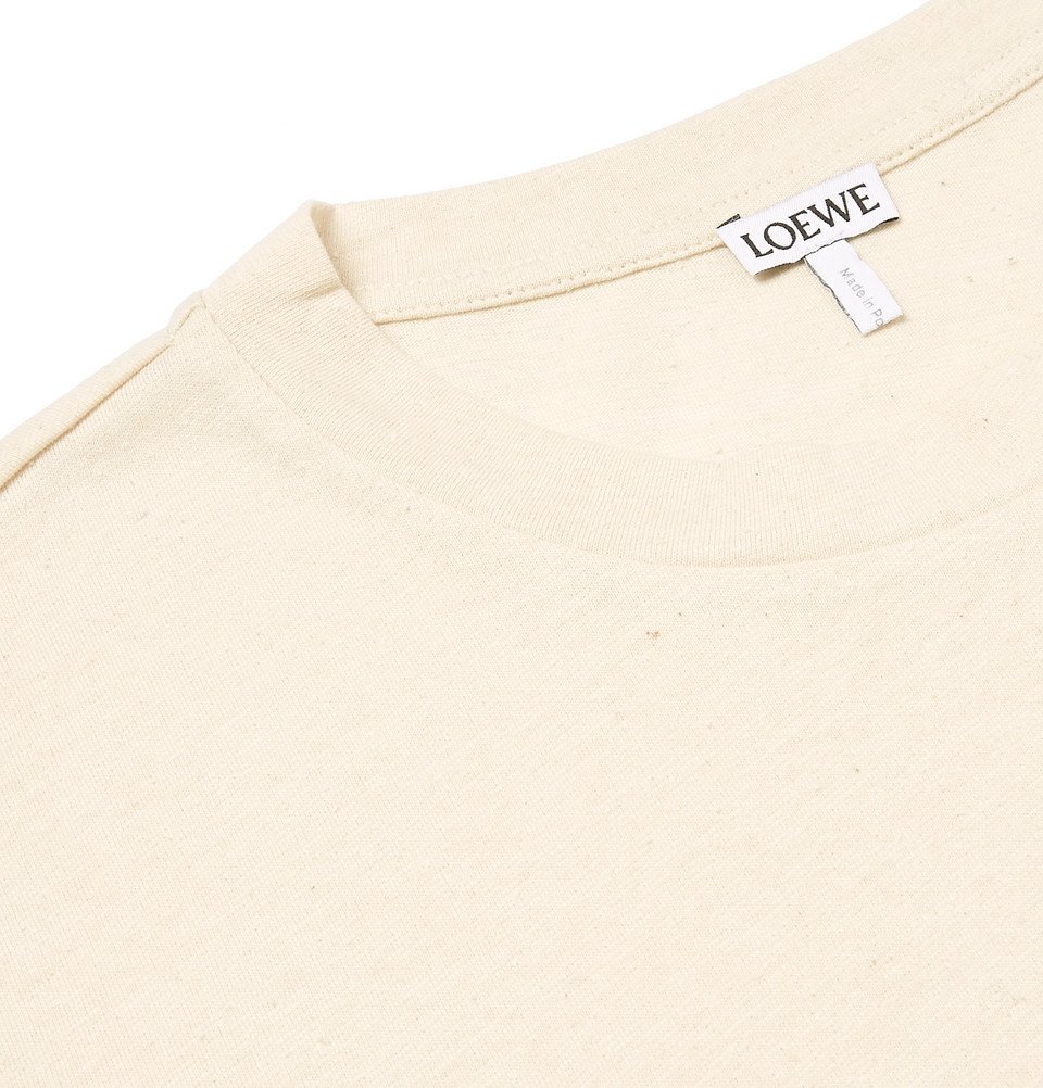 Loewe - Logo-Appliquéd Cotton And Silk-Blend Jersey T-shirt - Off-white ...