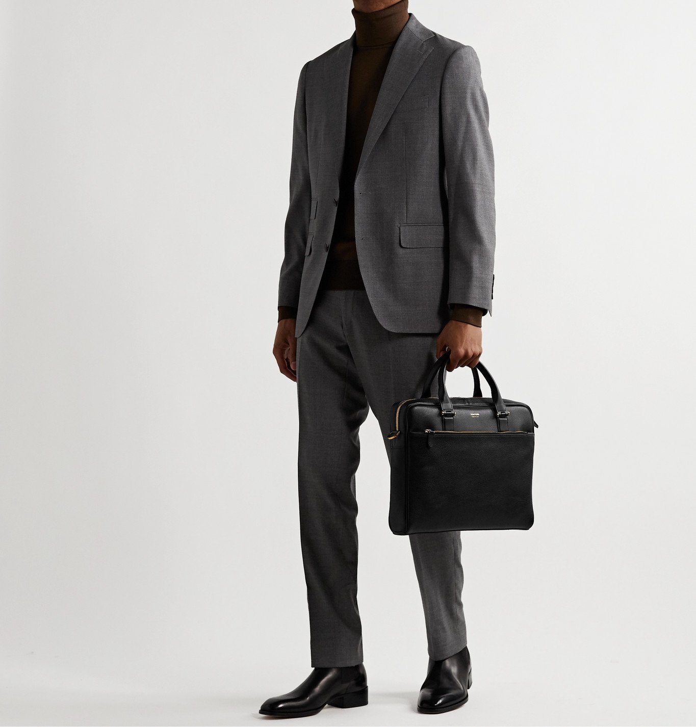 TOM FORD - Full-Grain Leather Briefcase - Black TOM FORD