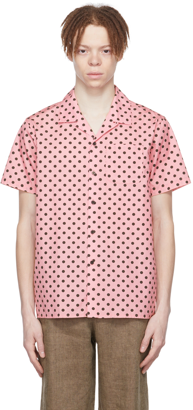 Noah Pink Cotton Polka Dot Shirt Noah NYC