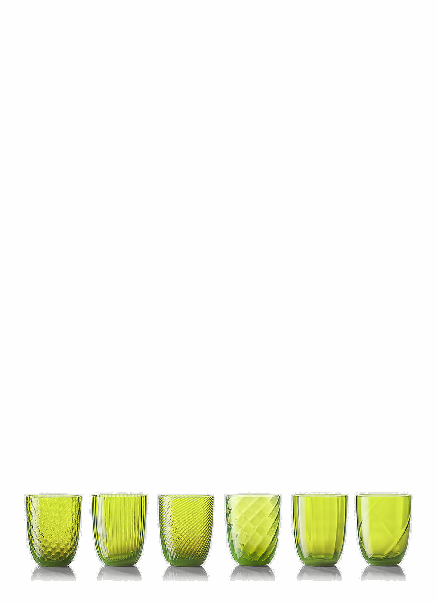 Photo: Set of Six Idra Water Glass in Green