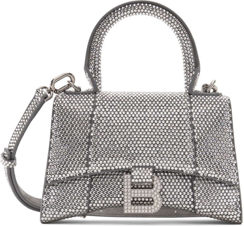 Balenciaga Gray XS Crystal Hourglass Bag Balenciaga