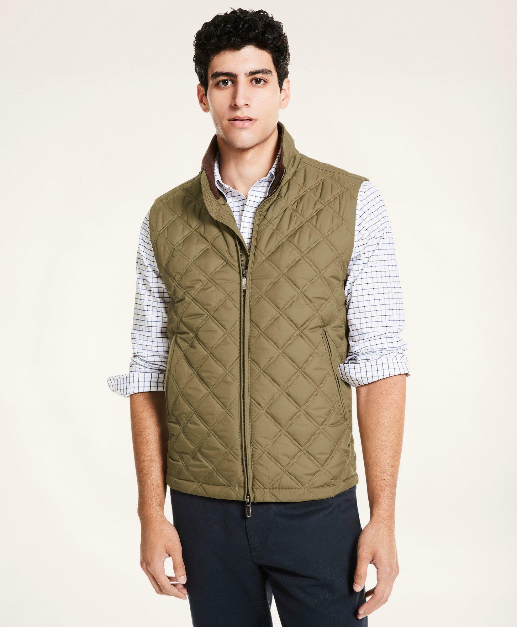 Brooks Brothers Men's Paddock Diamond Quilted Vest | Olive Brooks Brothers