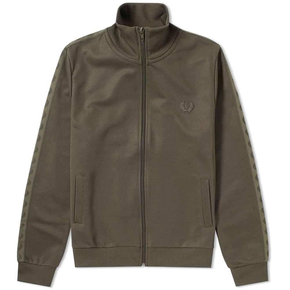 Fred Perry Tonal Taped Track Jacket Green Fred Perry