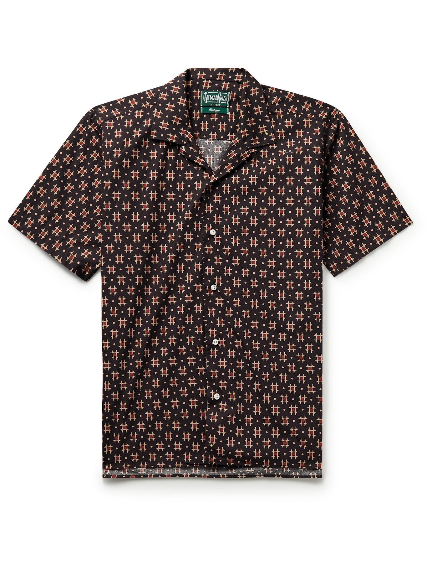 GITMAN VINTAGE - Camp-Collar Printed Cotton Shirt - Black Gitman Vintage