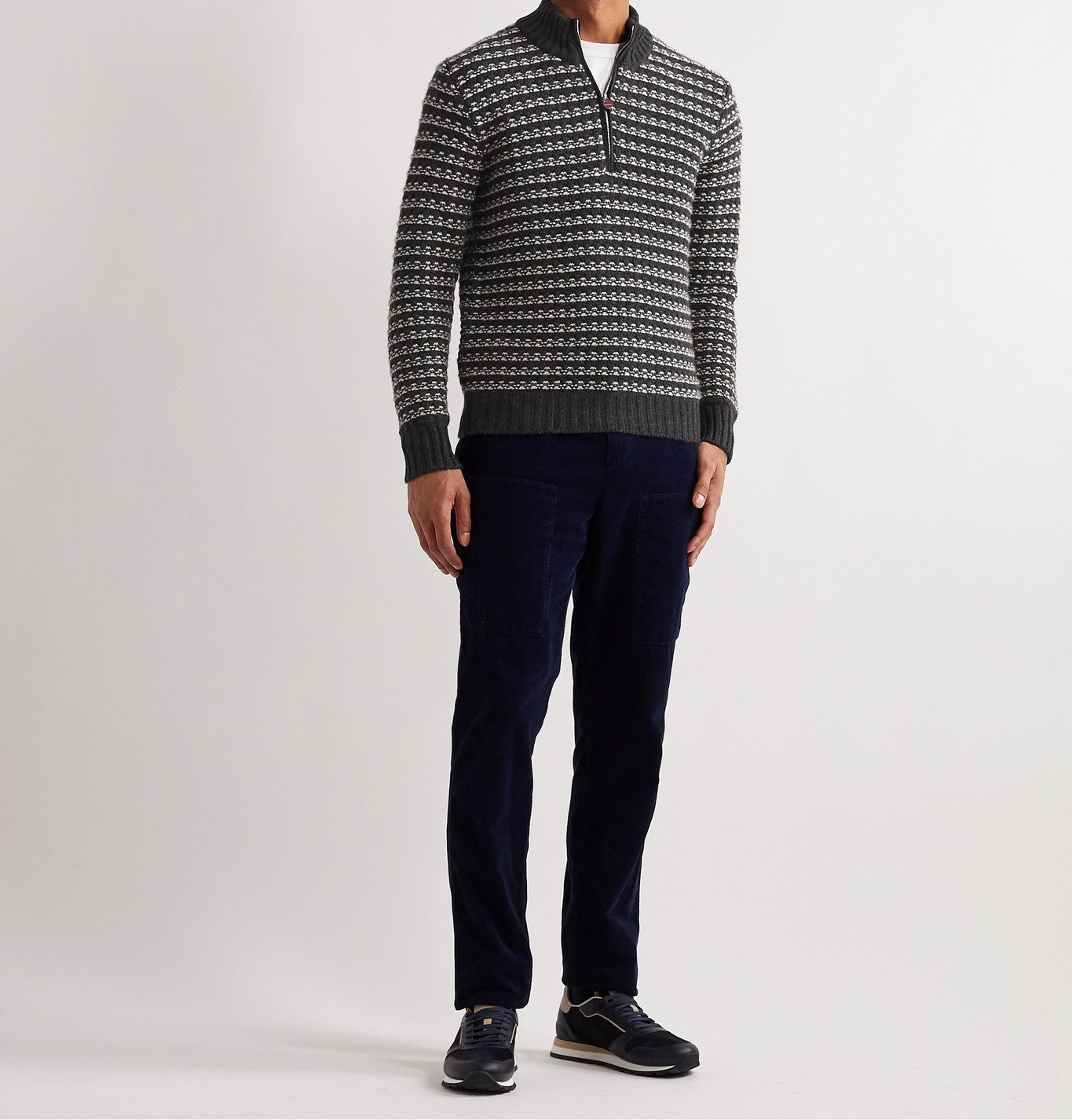 Kiton - Slim-Fit Cashmere Half-Zip Sweater - Gray Kiton