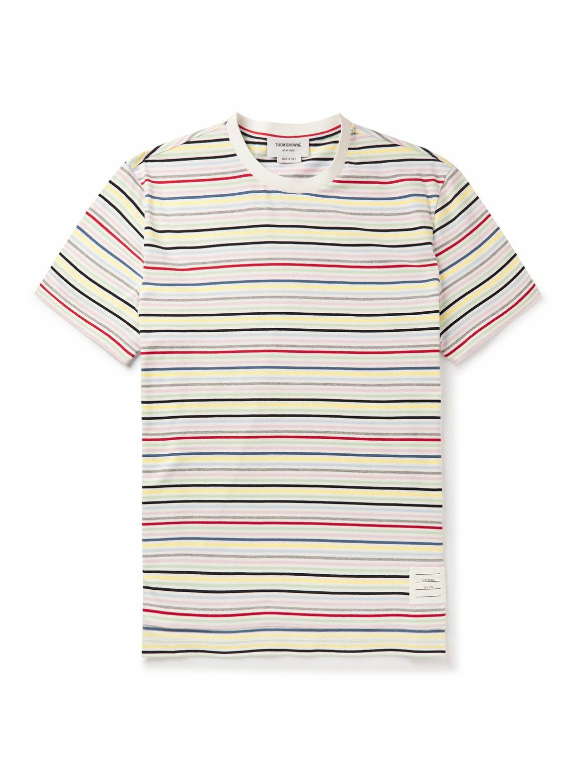 Thom Browne - Logo-Appliquéd Striped Cotton-Jersey T-Shirt - Multi Thom ...