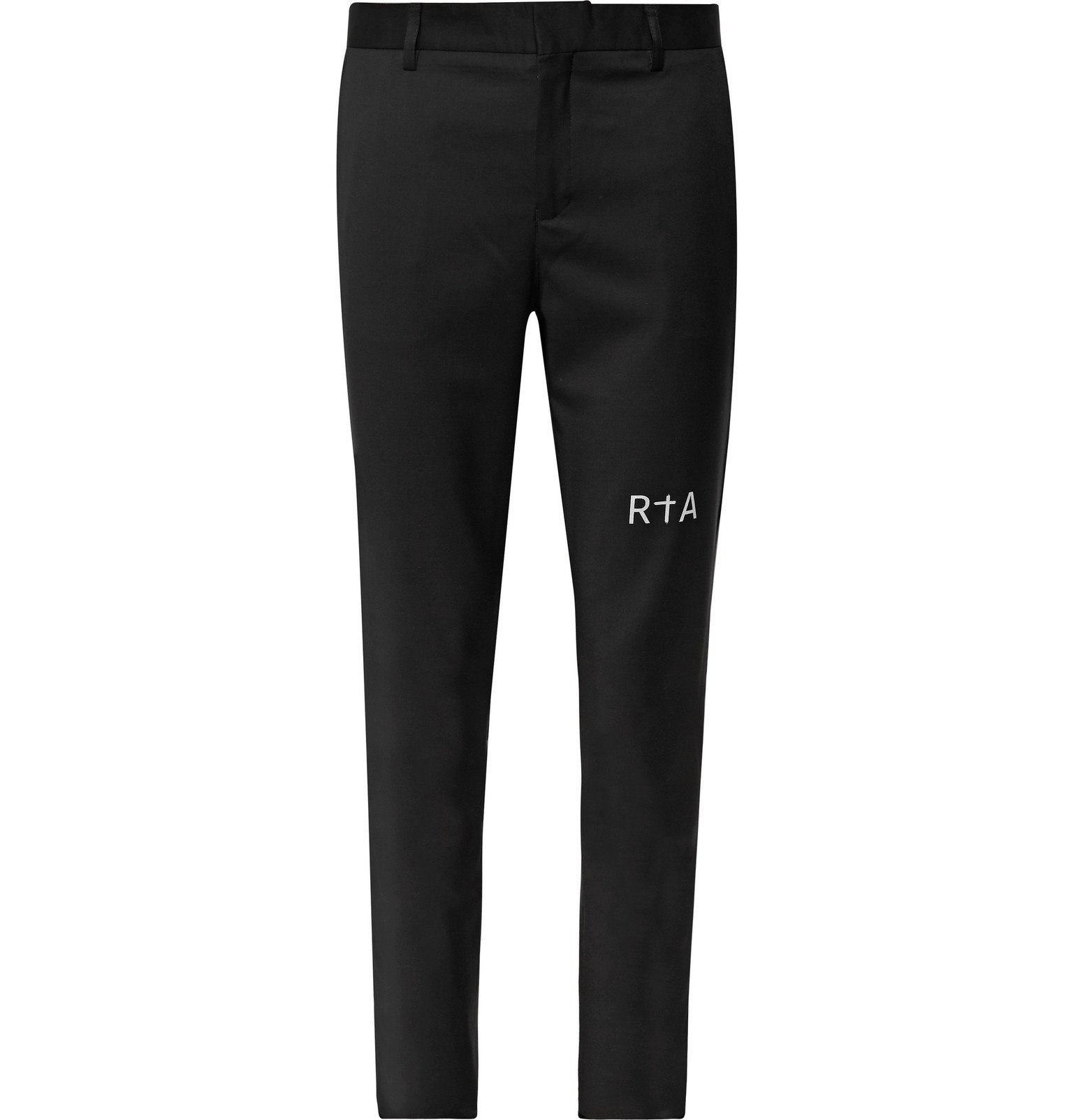RtA - Slim-Fit Tapered Logo-Print Wool Trousers - Black RtA