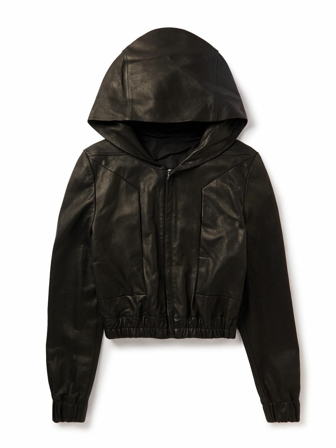 Photo: Rick Owens - Slim-Fit Leather Hooded Bomber Jacket - Black