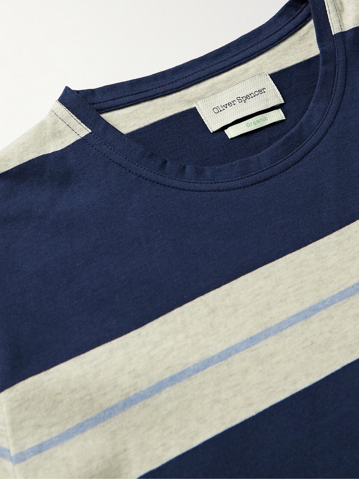 Oliver Spencer - Conduit Striped Organic Cotton-Jersey T-Shirt - Blue