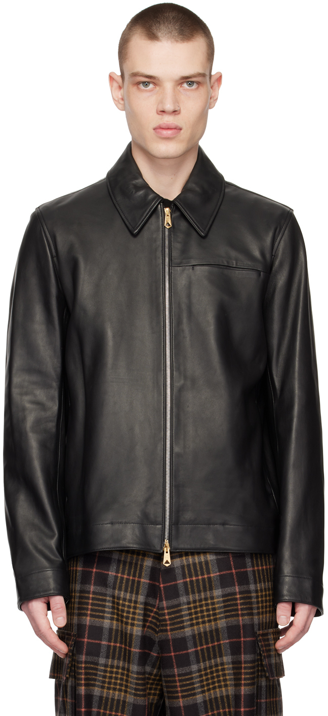 Paul Smith Black Zip Leather Jacket Paul Smith