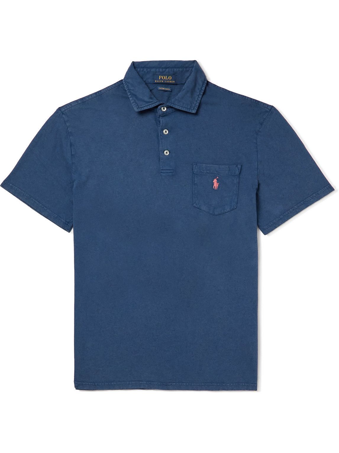 Polo Ralph Lauren - Slim-Fit Logo-Embroidered Garment-Dyed Cotton and Linen-Blend Polo Shirt - Blue