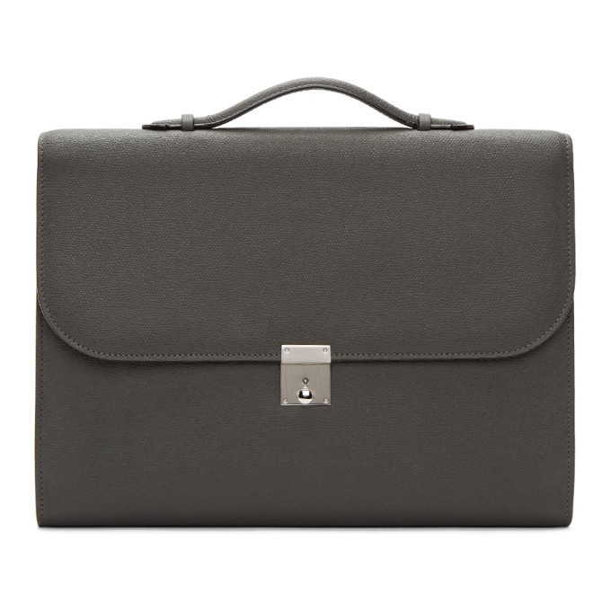 Valextra Grey Leather Briefcase Valextra