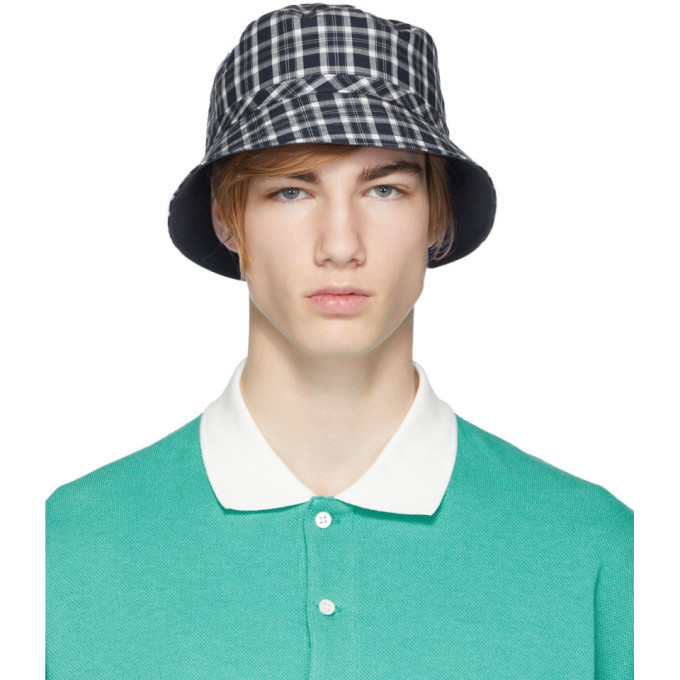 blue plaid bucket hat